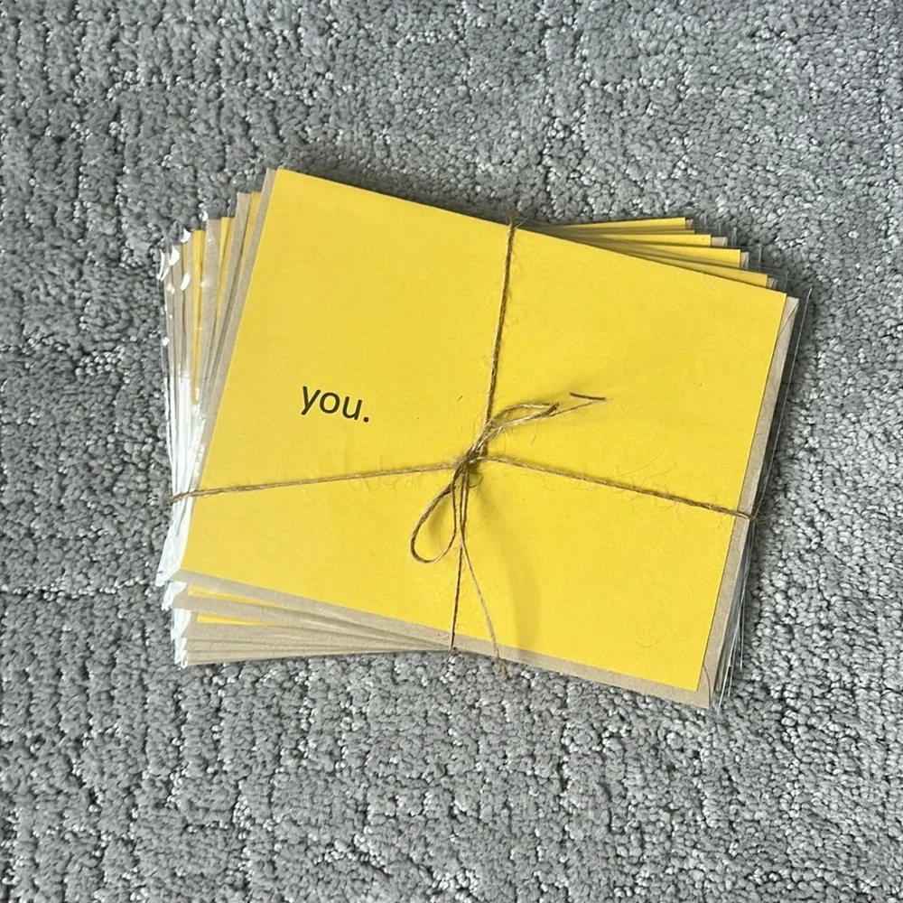 Set of 6 - Handmade Simply Stated Greeting Card Set - Because Series